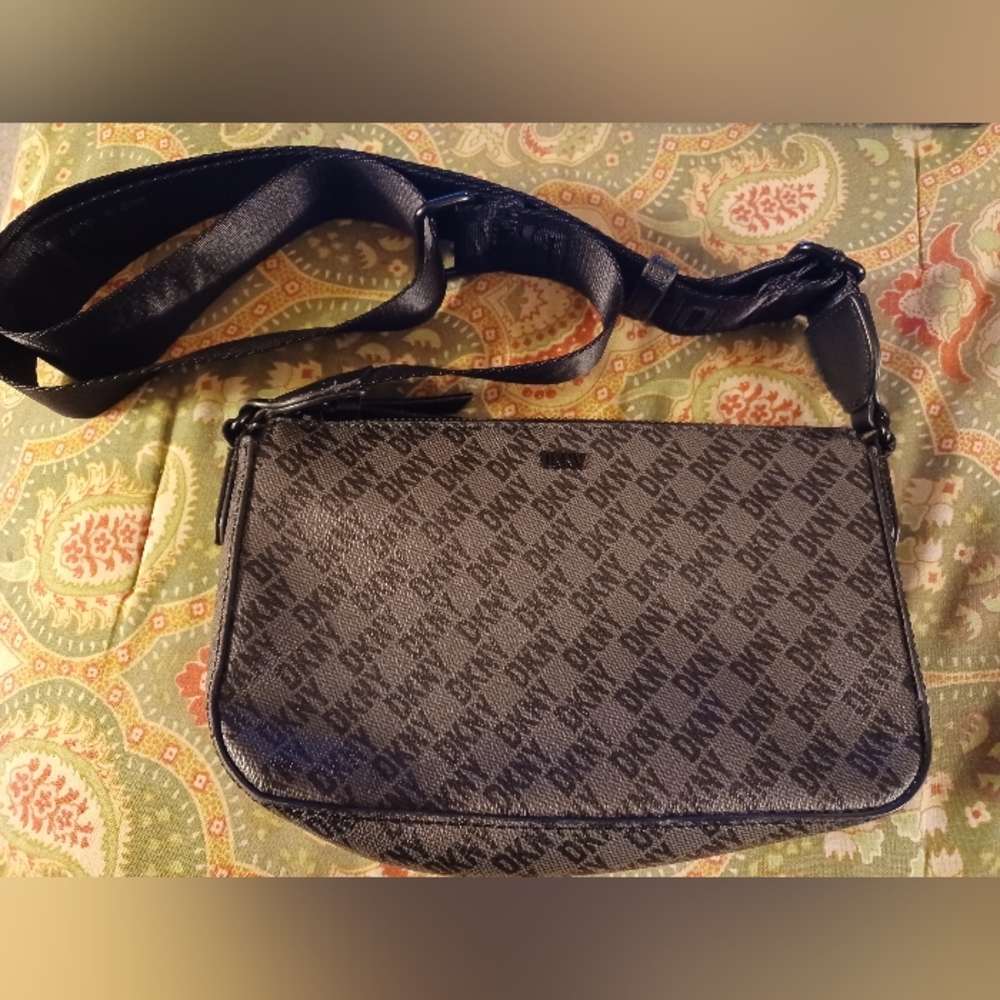 DKNY Monogram brown crossbody shoulder bag purse